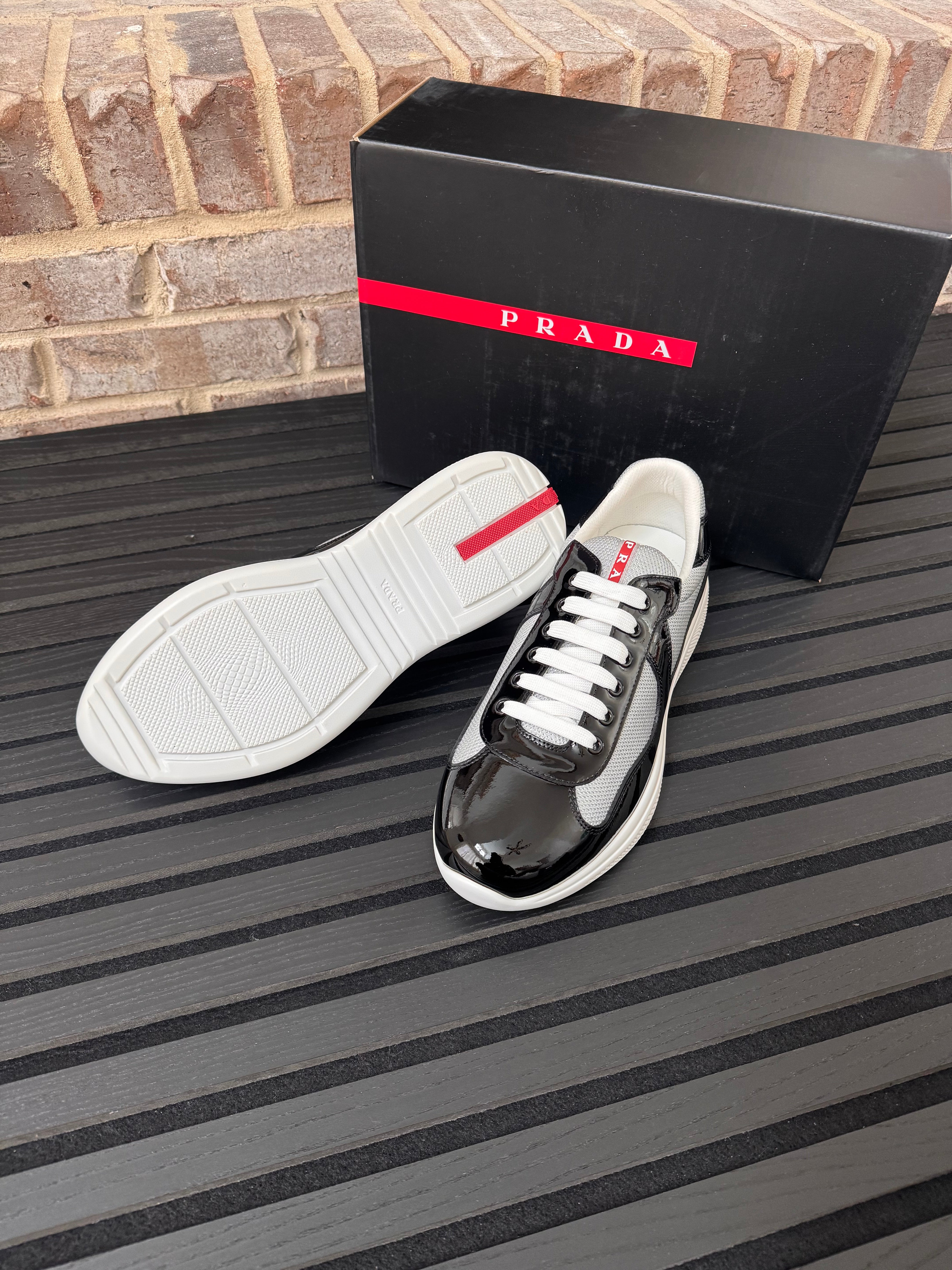 Prada Black & Grey America’s Cup Sneakers