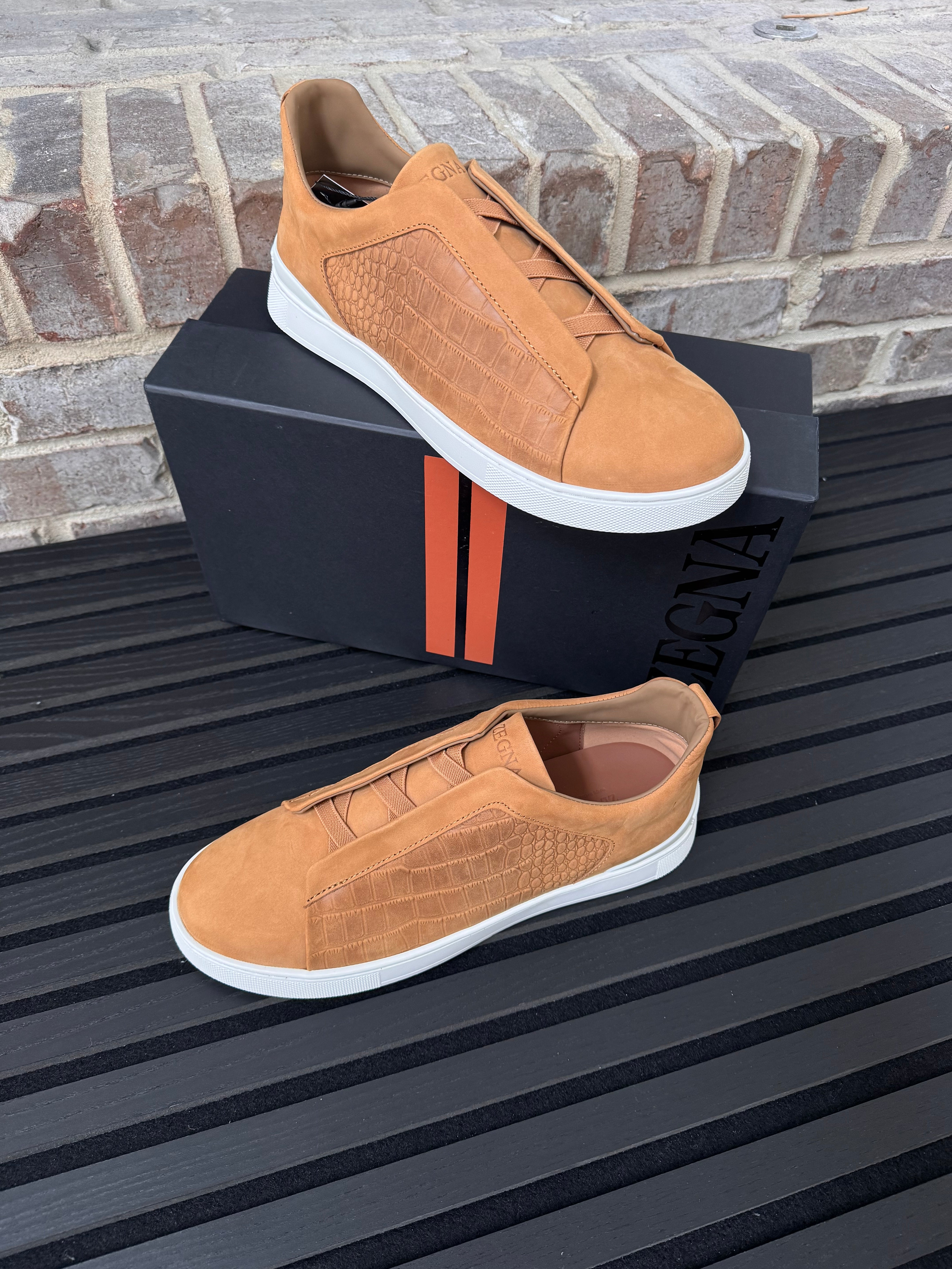 Zegna Triple Stitch Suede Sneakers