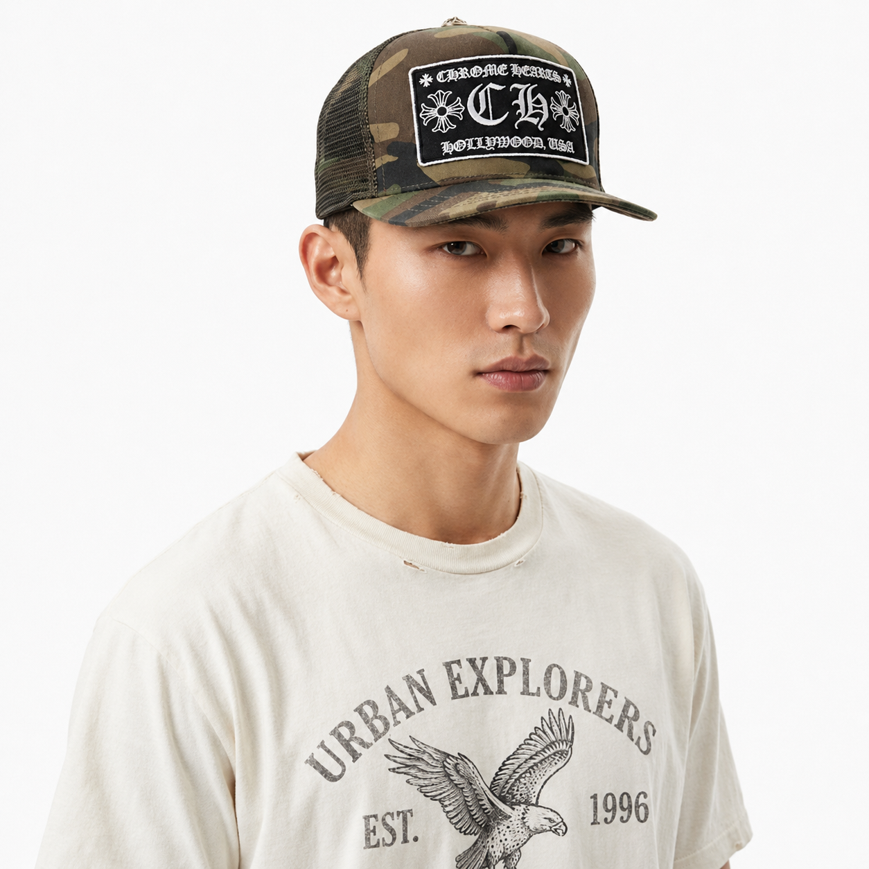 Chrome Hearts Camo Trucker Hat