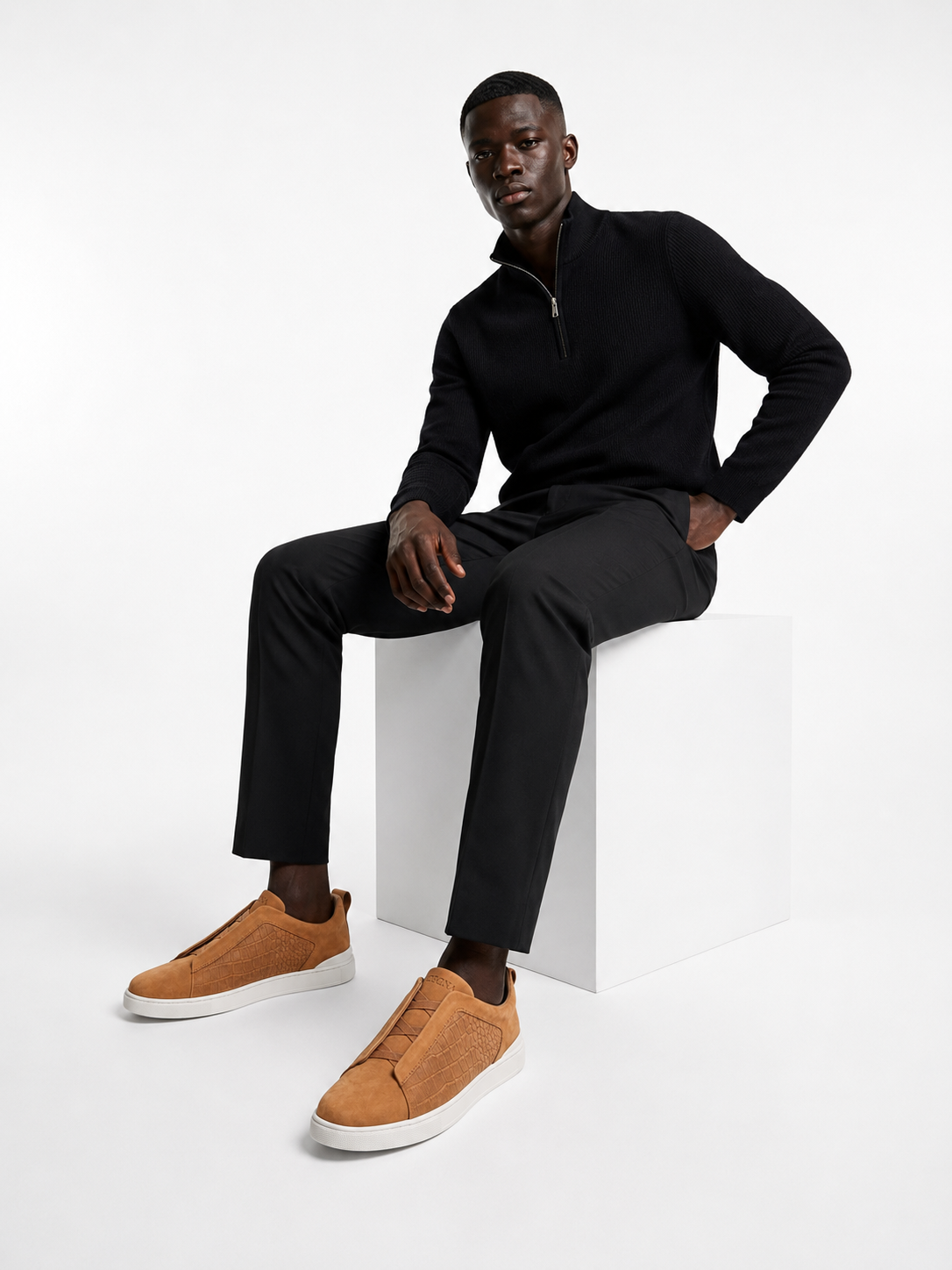 Zegna Triple Stitch Suede Sneakers