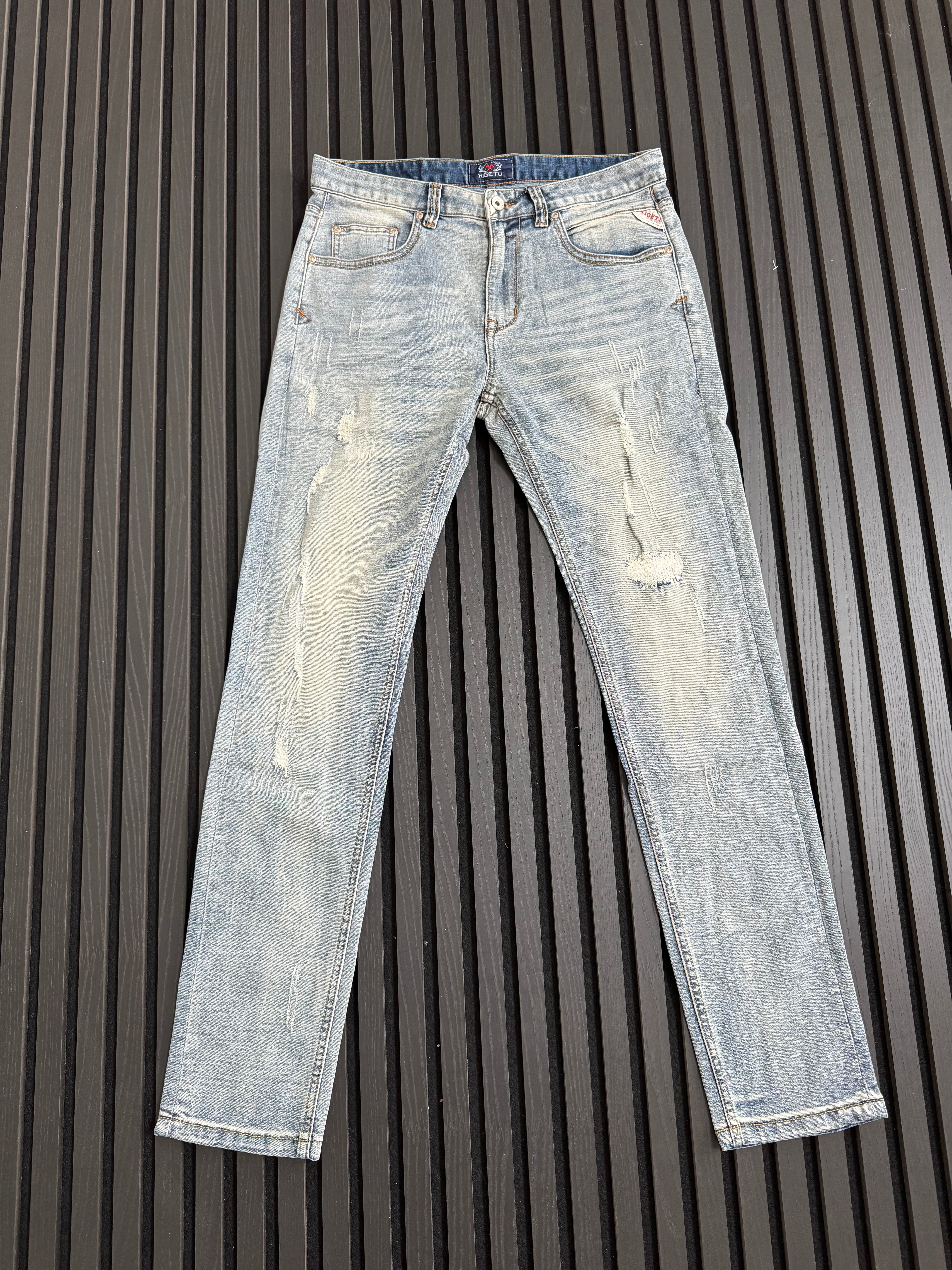 Light Wash Distressed Denim Jeans