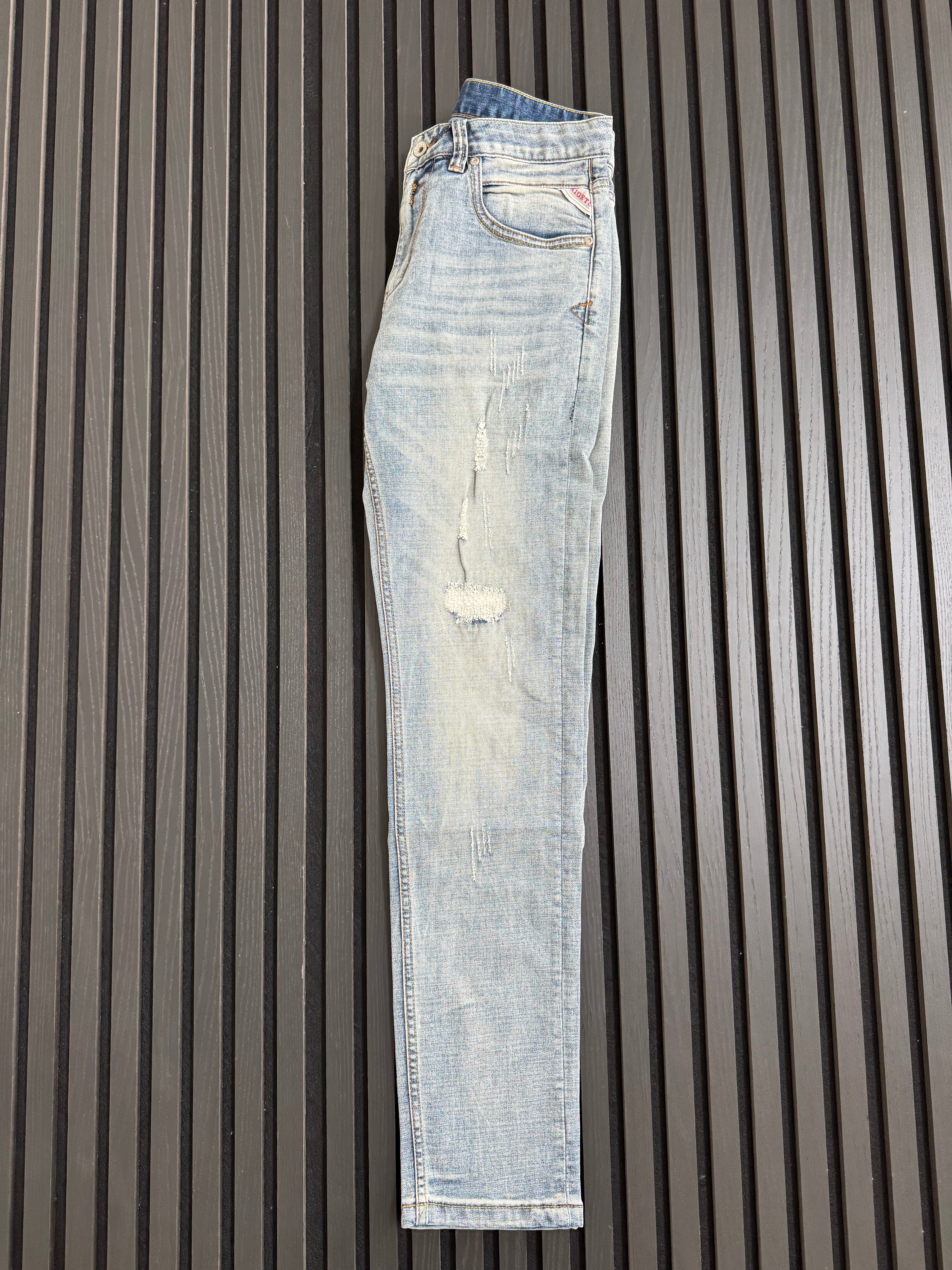Light Wash Distressed Denim Jeans